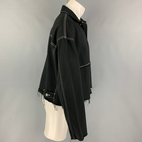 ROAD Size One Size Black White Contrast Stitch Oversized Jacket
