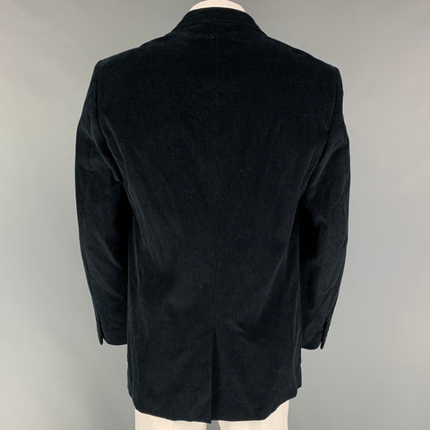 CALVIN KLEIN COLLECTION Size 44 Black Corduroy Cotton Sport Coat