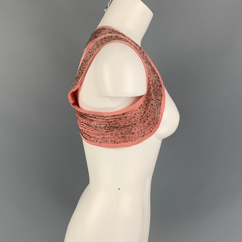DRIES VAN NOTEN Size 6 Pink Beaded Silk Bolero Vest