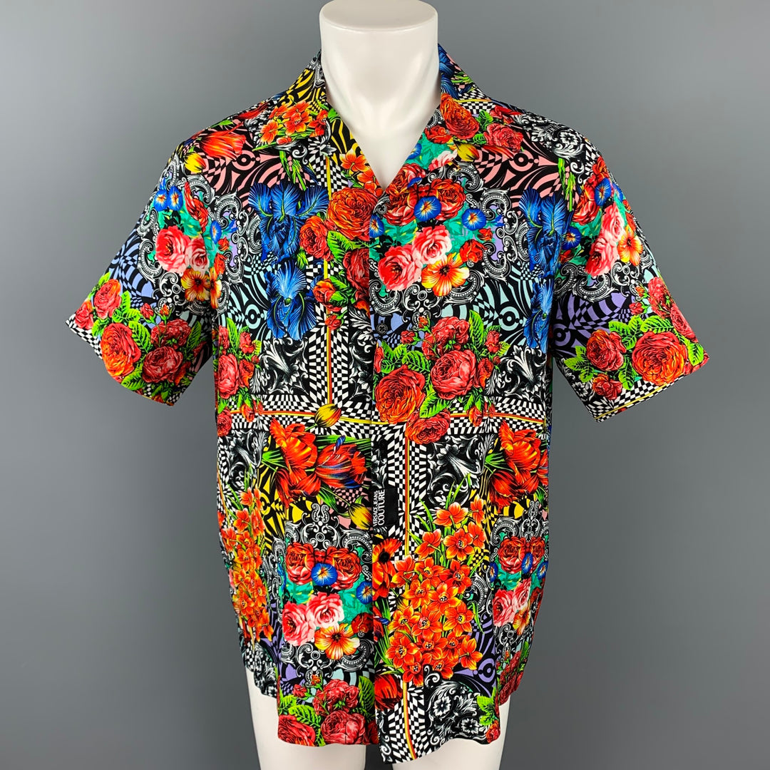 VERSACE JEANS COUTURE Size S Multi-Color Print Viscose Camp Short Sleeve Shirt