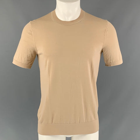 THEORY Size M Beige Solid Wool Short Sleeve T-shirt