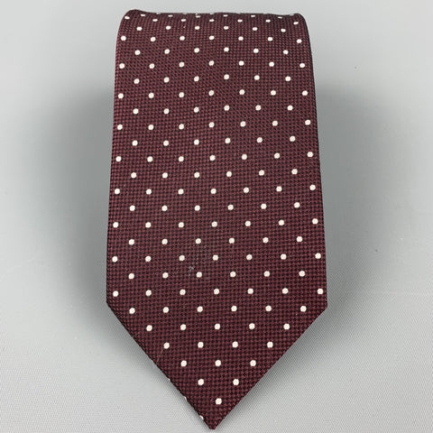 ERMENEGILDO ZEGNA Burgundy Dots Silk Neck Tie