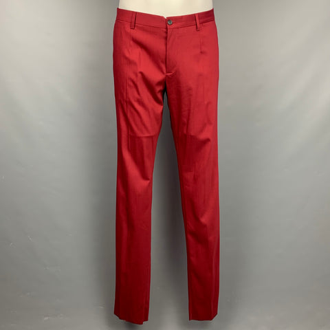 DOLCE & GABBANA Size 40 Regular Red Wool / Silk Double Breasted 3 Piece Suit