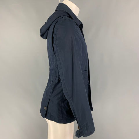 BRUNELLO CUCINELLI Size 36 Navy Cotton Hooded Jacket