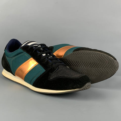 AMI by ALEXANDRE MATTIUSSI Size 11 Black Green Color Block Nylon Sneakers