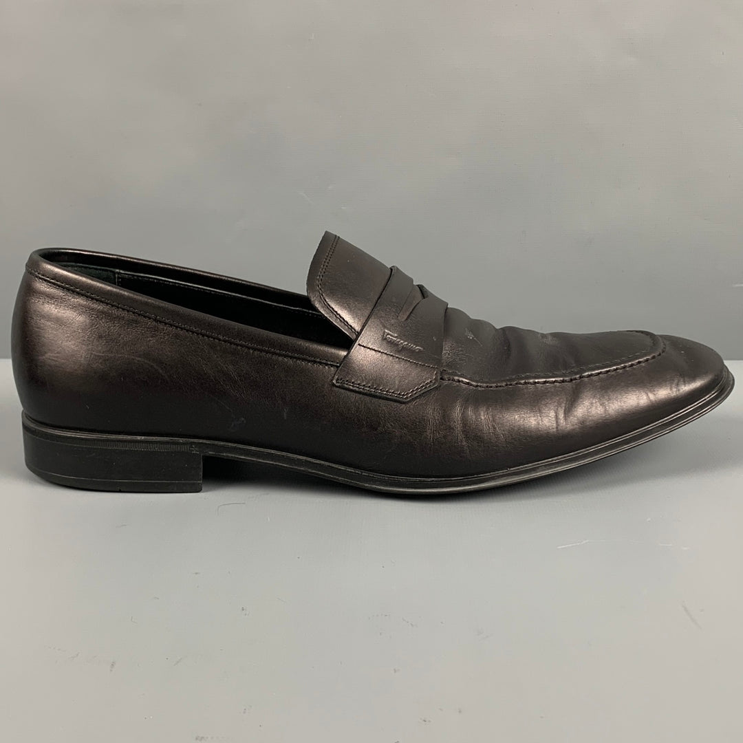 SALVATORE FERRAGAMO Size 9.5 Black Leather Penny Loafers  display picture 1