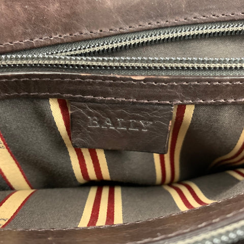 BALLY Brown Leather Crossbody Briefcase Bag