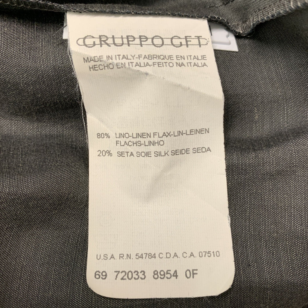 GIORGIO ARMANI Size 12 Slate Linen & Silk Blouse