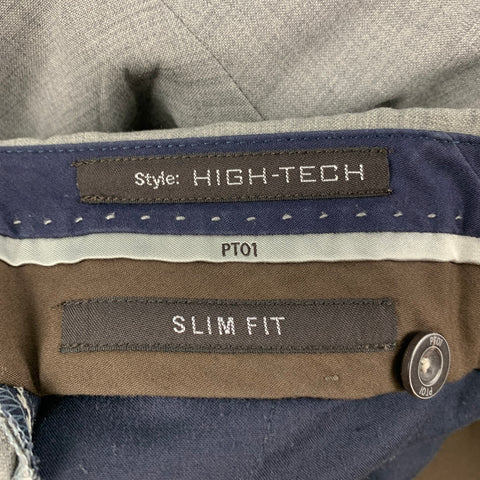 PT01 Size 30 Light Gray Contrast Stitch Virgin Wool Lycra Cargo Dress Pants