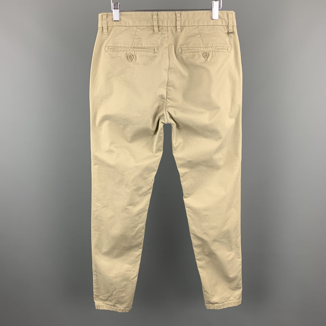 PULL & BEAR Size 30 x 29 Solid Tan Cotton Casual Pants