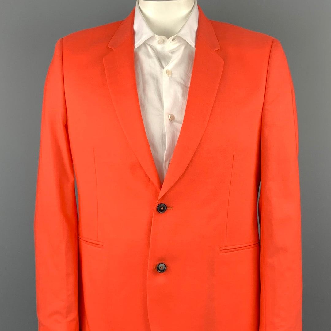 PAUL SMITH Size 42 Orange Wool Notch Lapel Sport Coat