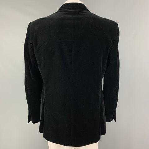 RALPH LAUREN Black Label Size 46 Black Cotton Velvet Peak Lapel Sport Coat