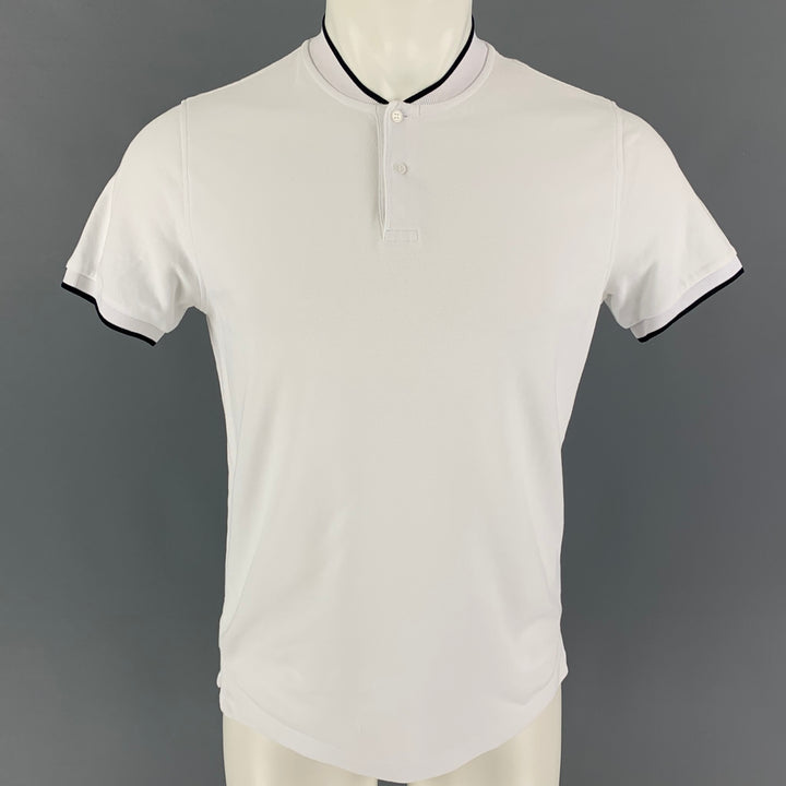 SANDRO Size S White Cotton Collarless Polo