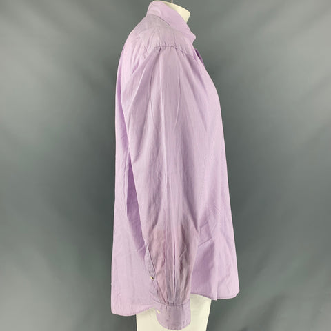 RALPH LAUREN Camisa de manga larga con botones a rayas lavanda talla XL