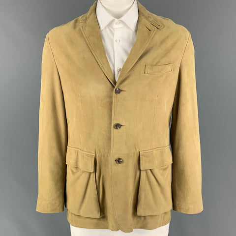 POLO by RALPH LAUREN Size 42 Khaki Suede Notch Lapel Sport Coat