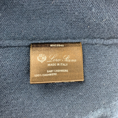 LORO PIANA Size 6 Navy Cashmere Crew-Neck A-line Pullover