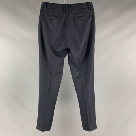 VIKTOR &amp; ROLF Taille 30 Pantalon habillé en laine unie marine Zip Fly