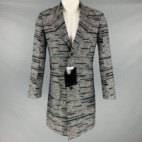 CHRISTIAN DADA Taille 36 Manteau en Laine Polyester Jacquard Blanc Noir