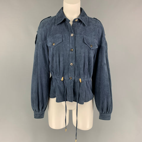 DIANE VON FURSTENBERG Talla 6 Chaqueta de ante azul