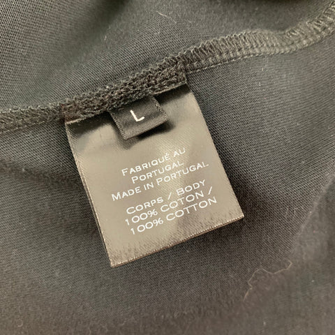 BALMAIN Size L Black Logo Cotton Crew-Neck T-shirt