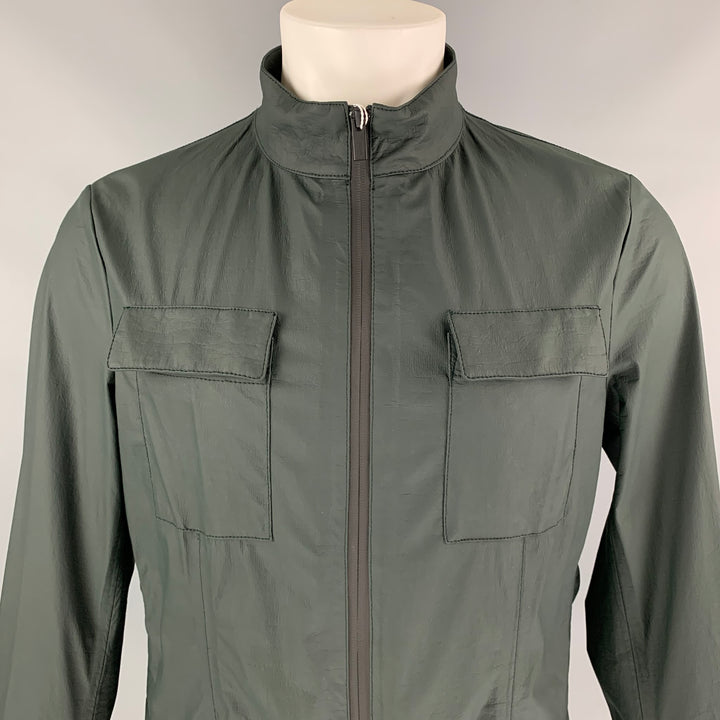 ARMANI COLLEZIONI Size 38 Dark Green Polyethylene Zip Up Water Repellent Jacket