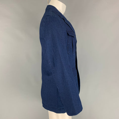 BANANA REPUBLIC Size 40 Indigo Buttoned Notch Lapel Jacket