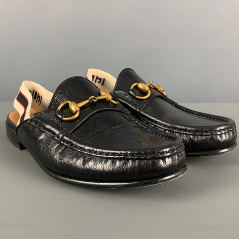 GUCCI Size 6 Black Solid Leather  Loafers