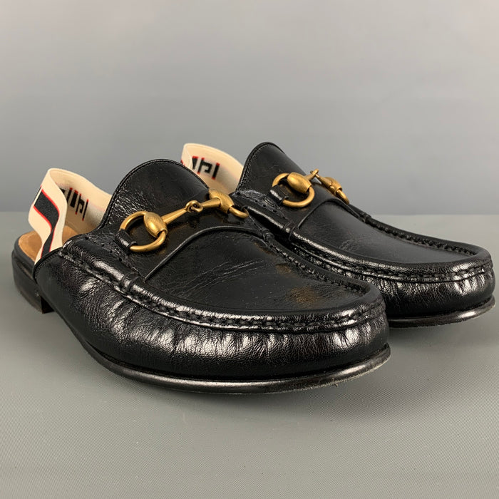 GUCCI Size 6 Black Solid Leather  Loafers