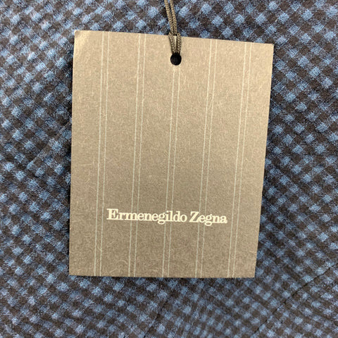 ERMENEGILDO ZEGNA Size 40 Blue Black Gingham Wool Blend Sport Coat