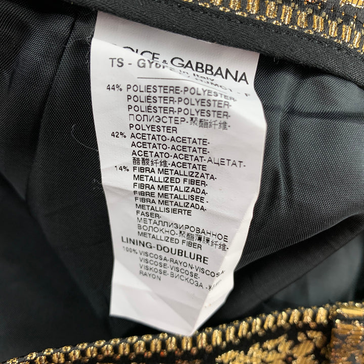 DOLCE & GABBANA Size 28 Black & Gold Metallic Brocade Polyester Blend Dress Pants