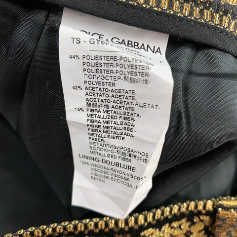 DOLCE & GABBANA Size 28 Black & Gold Metallic Brocade Polyester Blend Dress Pants