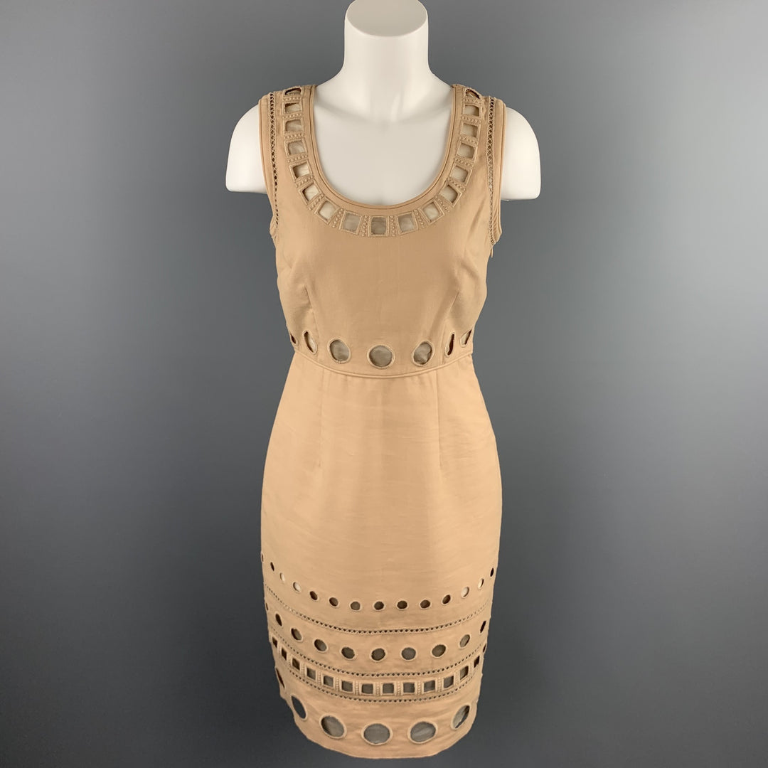 CATHERINE MALANDRINO Size 4 Beige Cut Out Cotton Sheath Dress – Sui Generis  Designer Consignment