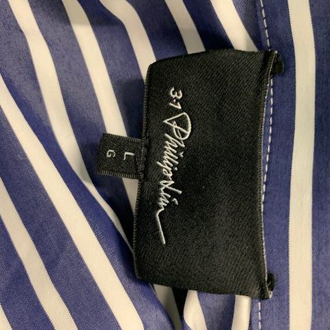 3.1 PHILLIP LIM Size L Navy White Stripe Long Sleeve Shirt