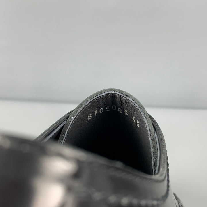 ALEXANDER MCQUEEN Size 12 Black Silver Spikes Leather Lace Up Shoes