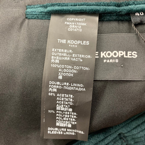 THE KOOPLES Size L Forest Green Cotton Corduroy Notch Lapel Coat