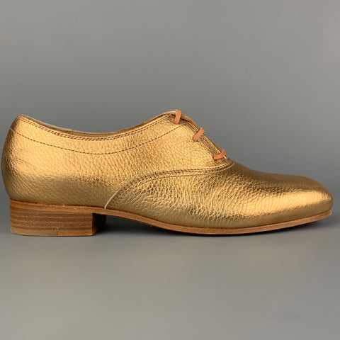FORTE_FORTE Size 9 Gold Metallic Leather Lace Up Flats