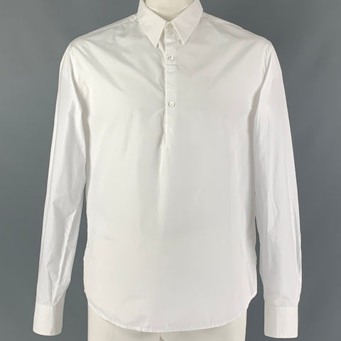 BARENA Taille XL Chemise à manches longues en coton uni blanc