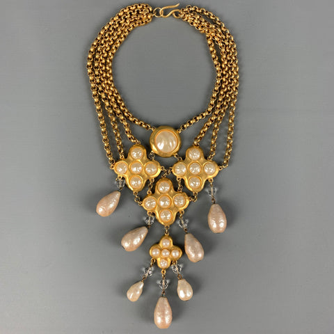 DONNA KARAN Gold Faux Pearl Layered Necklace