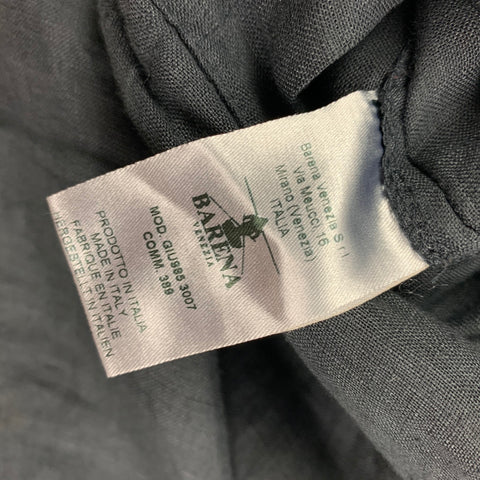 BARENA Taille 40 Manteau de sport à revers cranté en lin froissé ardoise