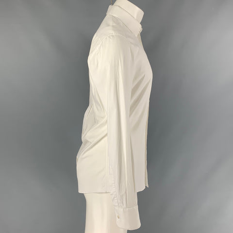 DOLCE & GABBANA Size S White Solid Cotton Blend Button Up Long Sleeve Shirt