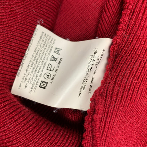 DSQUARED2 Size M Red Ribbed Wool Deep V-neck Pullover