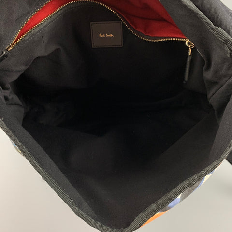 PAUL SMITH Multi-Color Print Leather Trim Canvas Bag