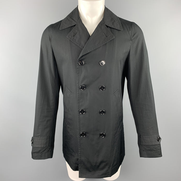 COMME des GARCONS HOMME PLUS Size M Black Cotton Double Breasted Coat