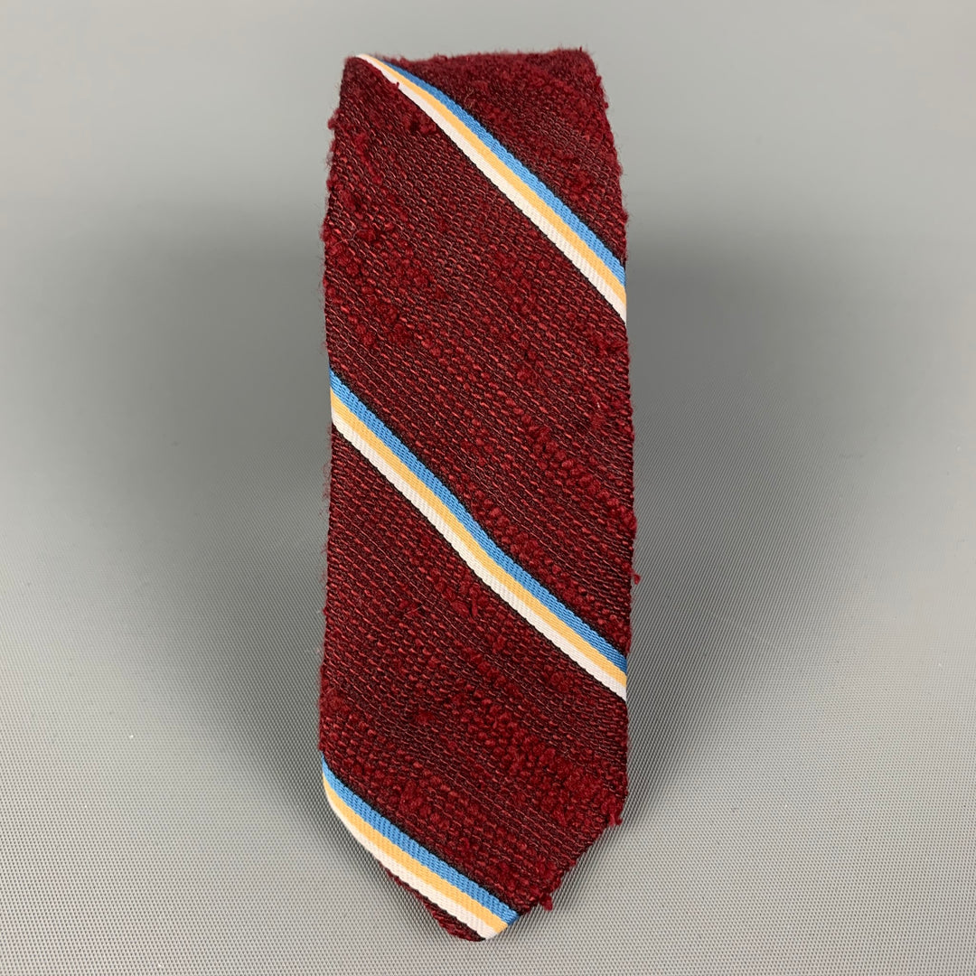 VISIONS Burgundy Diagonal Stripe Polyester Tie