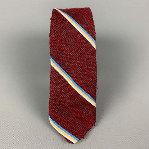 VISIONS Burgundy Diagonal Stripe Polyester Tie