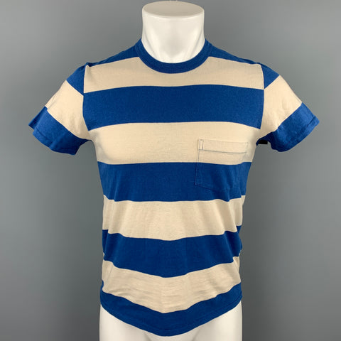 LEVI'S VINTAGE CLOTHING Size S Blue & White Stripe Cotton Crew-Neck T-shirt