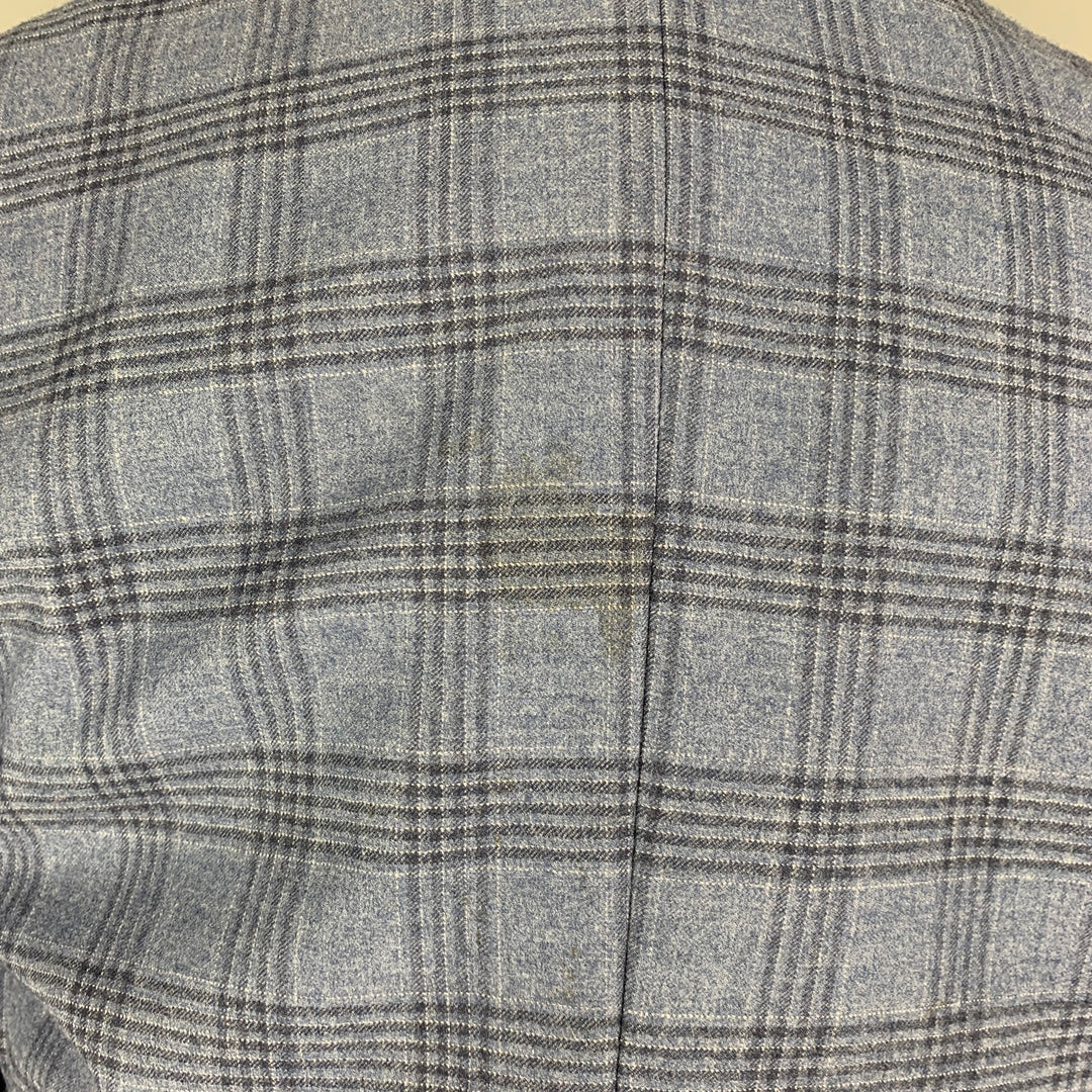 INDOCHINO Size 36 Blue Navy Plaid Wool 30 30 Suit