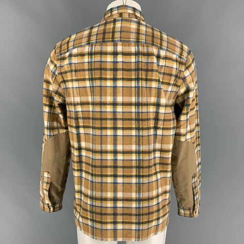 TODD SNYDER x L.L. BEAN Size M Tan White Plaid Cotton Patch Pockets Long Sleeve Shirt
