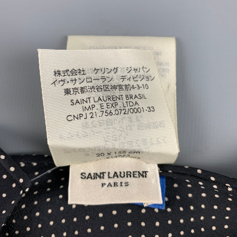 SAINT LAURENT Black White Polka Dot Silk Shawl