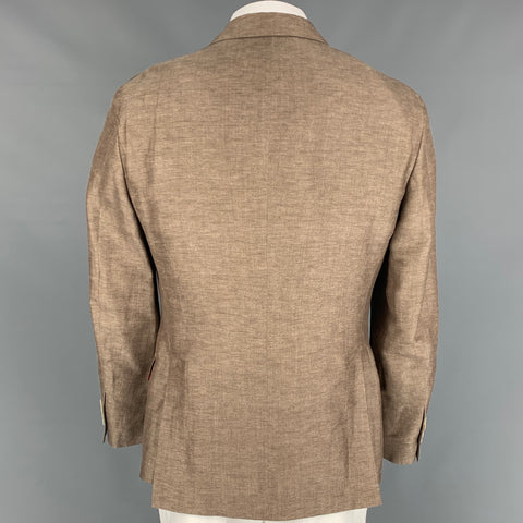 BRUNELLO CUCINELLI Size 40 Light Brown Peak Lapel Sport Coat